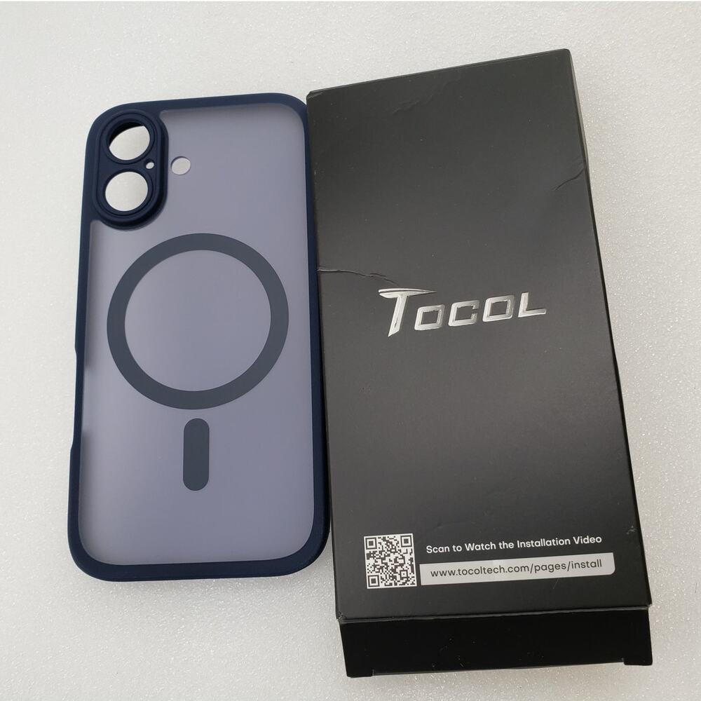 TOCOL Magnetic Case for Apple iPhone 16 MS - Dark Blue Translucent Cover